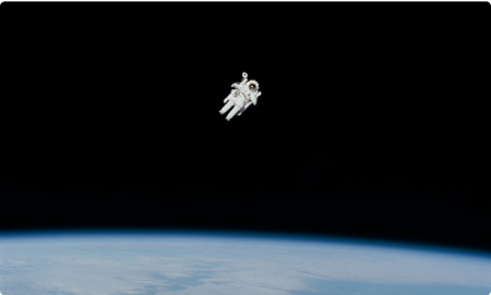 Astronaut floating in space
